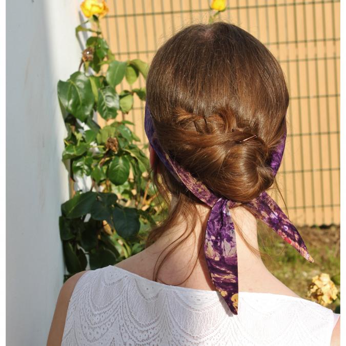 Les Noeuds-Noeuds - Headband à nouer imprimé peinture violette - Bandeau adulte
