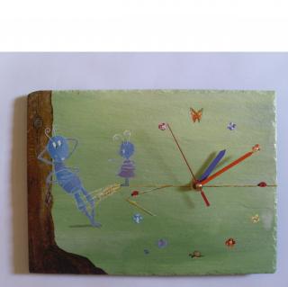 LIL CREATION PEINTURE - La cigale et la fourmi - Horloge - 