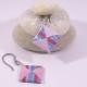 Line et les perles - Boucles Carré Origami rose pâle et bleu à rayures - Boucles d&#039;oreille - Inox