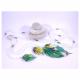 Line et les perles - Sautoir Légende d&#039;Automne argent et turquoise avec fleurs multicolores - Collier - papier