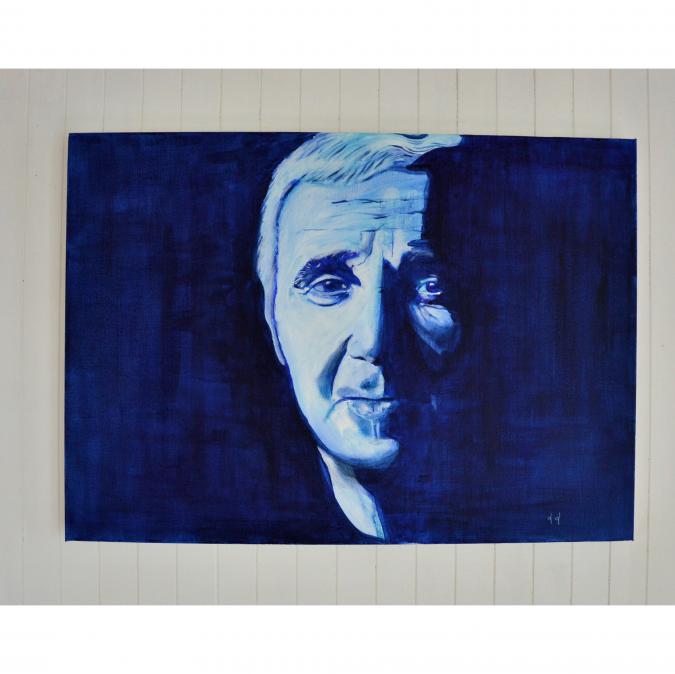 Lune et Animo - Portrait de Charles Aznavour à l&#039;acrylique - ART décoration