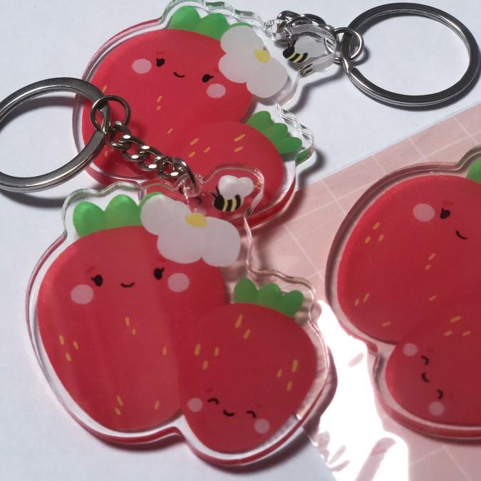 Ma Petite Papeterie - Porte clés fraises - Porte clé