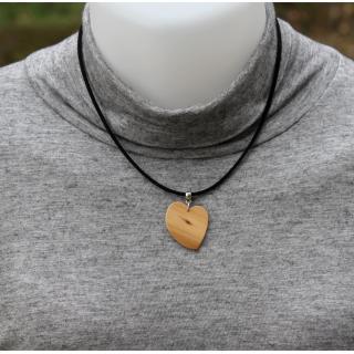 MARQUETERIE-49 - Cadeau de St Valentin : collier coeur en bois - Collier - bois
