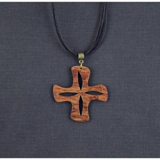 MARQUETERIE-49 - Croix d&#039;aube ajourée en bois précieux - croix en bois