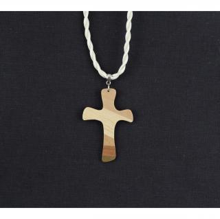 MARQUETERIE-49 - Croix d&#039;aube mosaïque de bois - croix en bois