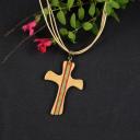 MARQUETERIE-49 - Pendentif petite croix d&#039;aube en marqueterie bois - croix en bois