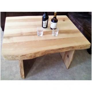 Métal et Bois - Table basse en bois de frêne olivier bords naturels - Table - 