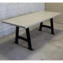 Métal et Bois - Table en planches de chêne blanchies / Piétement acier en A - Table - 