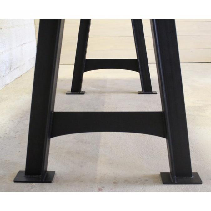 Métal et Bois - Table en planches de chêne blanchies / Piétement acier en A - Table - 