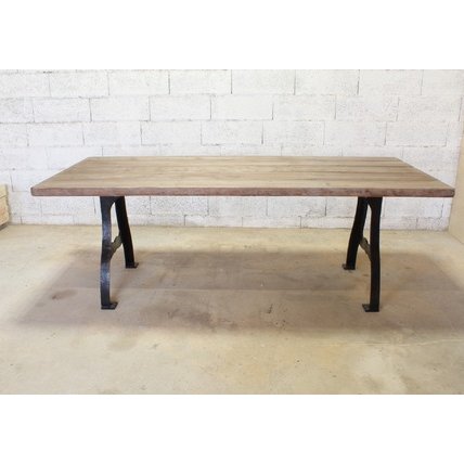 Métal et Bois - Table industrielle en sapin vieilli / grisé - Table - 