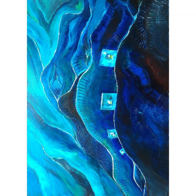 Michèle Blanchet-Durand - Ocean turquoise - Peinture - 50 X 70 CM