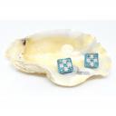 MILAË Broderies - Petites puces turquoises I - Boucles d&#039;oreille - satin