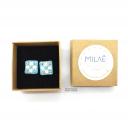 MILAË Broderies - Petites puces turquoises I - Boucles d&#039;oreille - satin