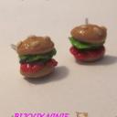 Miluzninie - Boucles d&#039;oreilles puce hamburger gourmand en fimo - Boucles d&#039;oreille - Fimo
