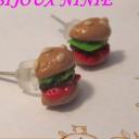 Miluzninie - Boucles d&#039;oreilles puce hamburger gourmand en fimo - Boucles d&#039;oreille - Fimo