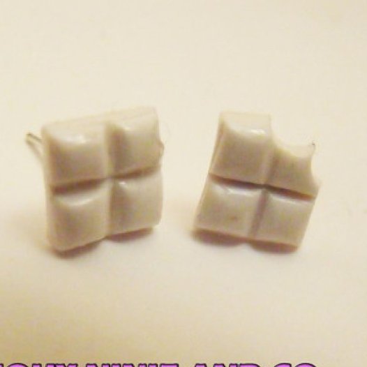 Miluzninie - Boucles d&#039;oreilles puce tablette de chocolat en fimo - Boucles d&#039;oreille - Fimo