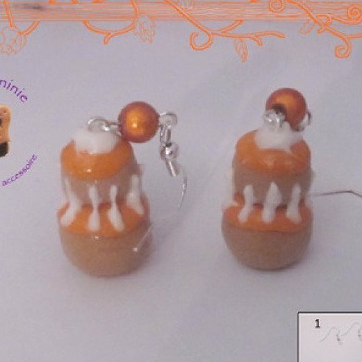 Miluzninie - Boucles d&#039;oreilles religieuse orange en fimo - Boucles d&#039;oreille - Fimo