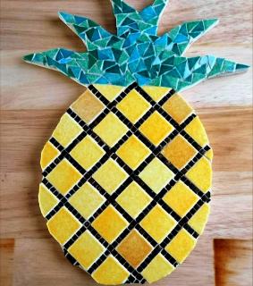 Mozalicia - Ananas mosaïque, décoration ananas, tableau ananas, ananas émaux de Briare, dessous de plat ananas - Dessous de plat