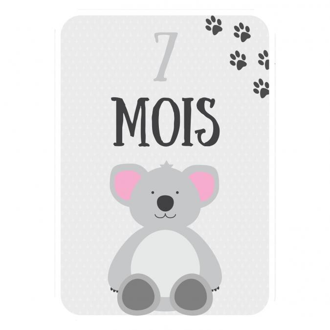 Naïris Bijoux - 12 Cartes étapes - La première année de bébé - Thème animaux - Cartes étapes