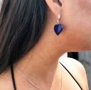 NlanlaVictory - Boucles d&#039;oreilles clous d&#039;oreilles en argent sterling et zircons cubiques avec cœurs en pierre d&#039;or bleu - Boucles d&#039;oreille - Argent (925)