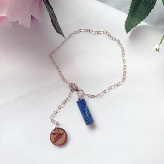 NlanlaVictory - Bracelet en argent sterling avec cylindre en lapis-lazuli - Bracelet - 4668