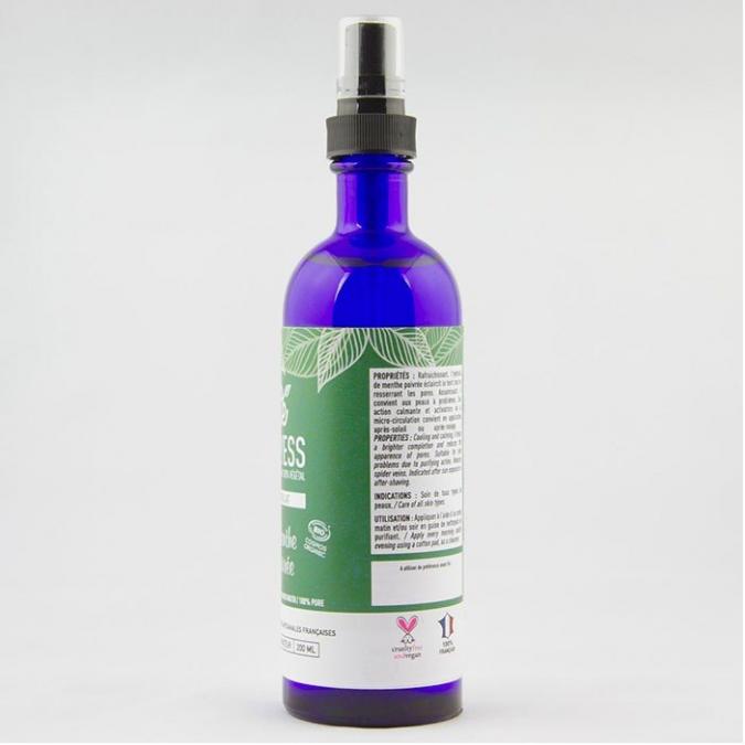 ONLYESS, le soin de peau 100% végétal - 100% pur hydrolat de Menthe poivrée BIO* - flacon verre 200 ml - Hydrolat