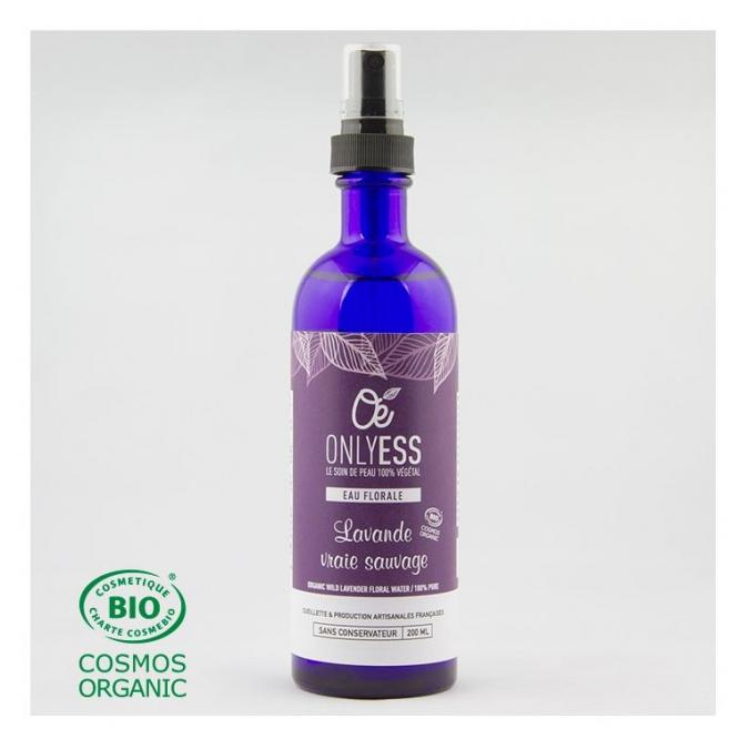 ONLYESS, le soin de peau 100% végétal - 100% pure eau florale de Lavande vraie sauvage BIO* - flacon verre 200 ml - Hydrolat