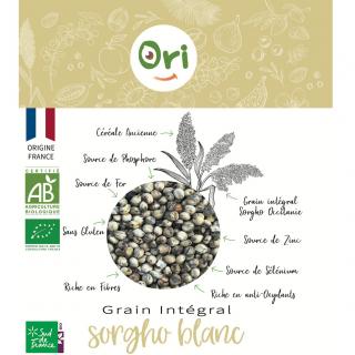 ORI SORGHO - Grain Blanc Décortiqué  Sorgho France Bio 2kg - épicerie