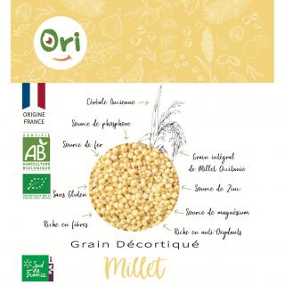 ORI - Grain Décortiqué  Millet France Bio 2Kg - épicerie