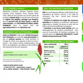 ORI SORGHO - Grain Roux Décortiqué Sorgho France Bio  10kg - épicerie