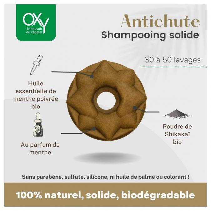 OXy Cosmétiques - Shampoing solide antichute de cheveux au parfum délicat de menthe poivrée - Shampoing - 0.07