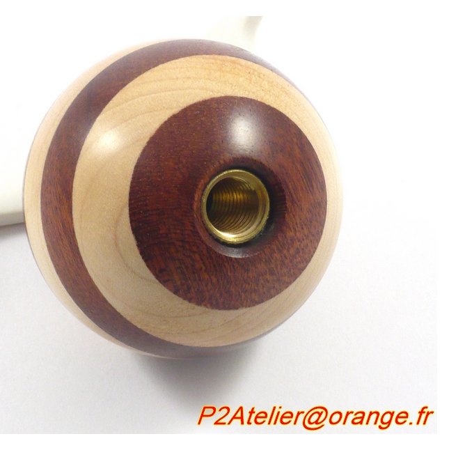 P2Atelier - Pommeau de levier de vitesse en collage érable et sipo - Pommeau de levier de vitesse