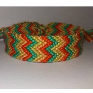 Passion-bracelet - Bracelet brésilien chevron W nuance de vert et orange 1 - Bracelet - Coton
