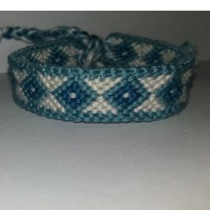 Passion-bracelet - Bracelet brésilien diamant nuance de bleu et blanc bordure bleu - Bracelet - Coton