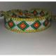 Passion-bracelet - Bracelet brésilien diamant orange vert blanc bordure verte - Bracelet - Coton