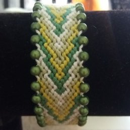 Passion-bracelet - Bracelet brésilien flèche nuance de vert avec bordure de perle magique verte - Bracelet - Coton