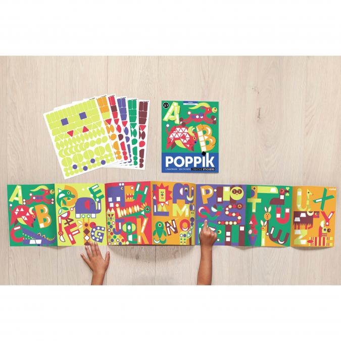 Poppik - Panorama + 520 stickers LETTRES de A à Z  (3-6 ans) - Jeu éducatif