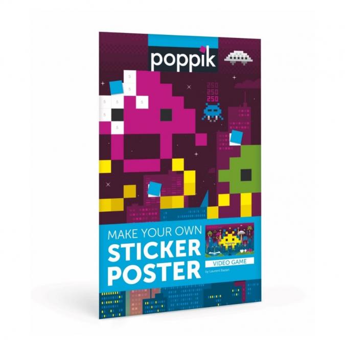 Poppik - Poster + 1600 stickers PIXEL ART (6-12 ans) - Jeu éducatif