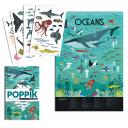 Poppik - Poster + stickers ANIMAUX DES OCEANS (6-12 ans) - Jeu éducatif