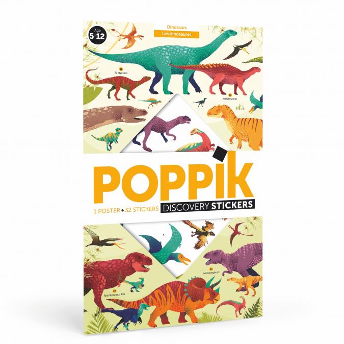Poppik - Poster + stickers DINOSAURES (5-12 ans) - Jeu éducatif
