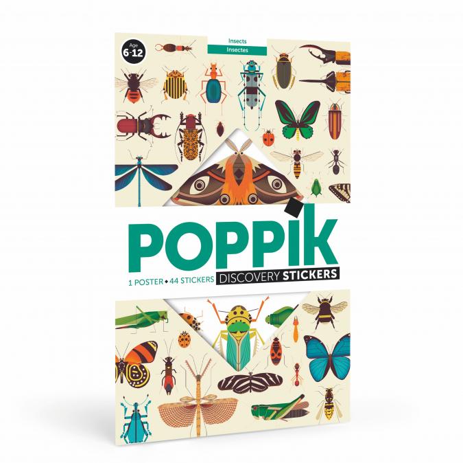 Poppik - Poster + stickers INSECTES (6-12 ans) - Jeu éducatif