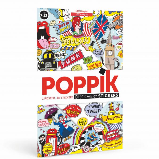 Poppik - Poster + stickers J&#039;APPRENDS L&#039;ANGLAIS (6-12 ans) - Jeu éducatif