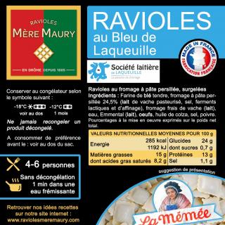 Les Ravioles de la Mère Maury - Ravioles surgelées au Bleu de Laqueuille - Ravioles - 600 gr