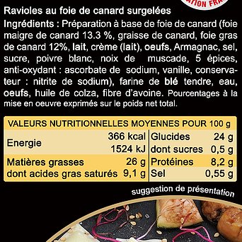 Les Ravioles de la Mère Maury - Ravioles surgelées au Foie de Canard - Ravioles - 600 gr