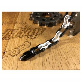Roadstrap - Bracelet Femme Noir &amp; Blanc en chaîne de distribution pour les attaché(e)s de Moto / Vélo - Bracelet - Acier