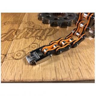 Roadstrap - Bracelet Man Silver &amp; orange en chaîne de transmission pour les attaché(e)s de Moto - Bracelet - Acier