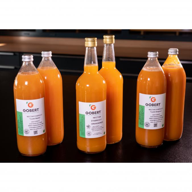 Gobert, le fruit de 4 générations - Lot découverte 6 bouteilles 1L de nectar d&#039;abricot - 3 variétés différentes - Nectar d&#039;abricot