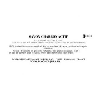 SAVONNERIE ARTISANALE DU JURA - Savon Surgras Charbon Actif - Savon - 135 gr