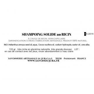 SAVONNERIE ARTISANALE DU JURA - Shampoing neutre au Ricin - Shampoing - 135 gr