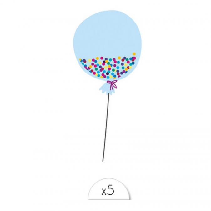 Sioou - Ballon bleu clair x5 - Tatouage éphémère